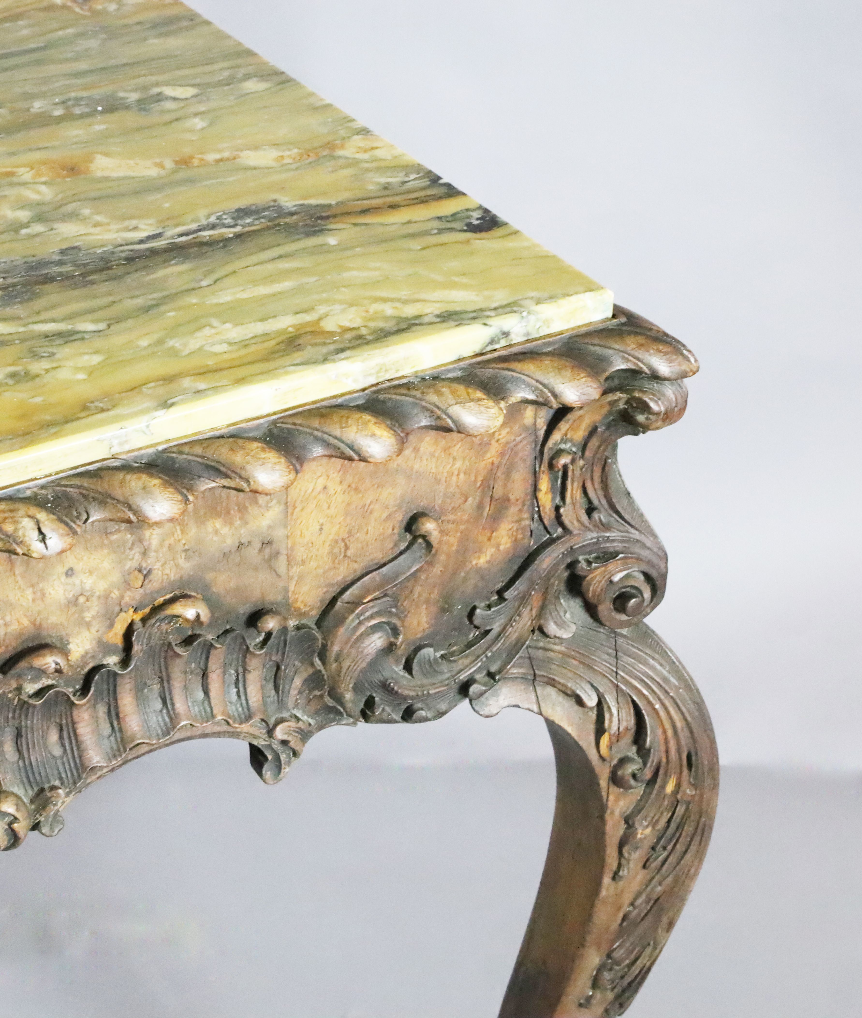 An impressive George II walnut and marble topped centre table, c.1740-50, the inset rectangular - Image 2 of 3