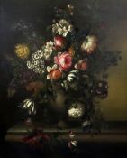 Follower of Jean-Baptiste Monnoyer (1634-1699)oil on canvasStill life of flowers in a vase, upon a