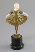 Ferdinand Preiss (1882-1943). A patinated bronze and ivory figure of a dancing girl, 'Lieselotte',