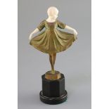 Ferdinand Preiss (1882-1943). A patinated bronze and ivory figure of a dancing girl, 'Lieselotte',