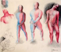 § Johannes Itten (1888-1967)colour pencilStudies of a standing male nudesigned and dated '2913.5 x