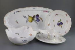 An extensive Meissen dinner service, late 19th/early 20th century, outside decorated with fruit
