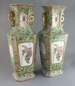 A pair of large Mason's Ironstone square baluster vases, c.1840-51, in imitation of a Chinese model,