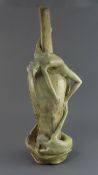 An Austrian Art Nouveau cold painted terracotta vase, entwined with nude figures, indistinctly
