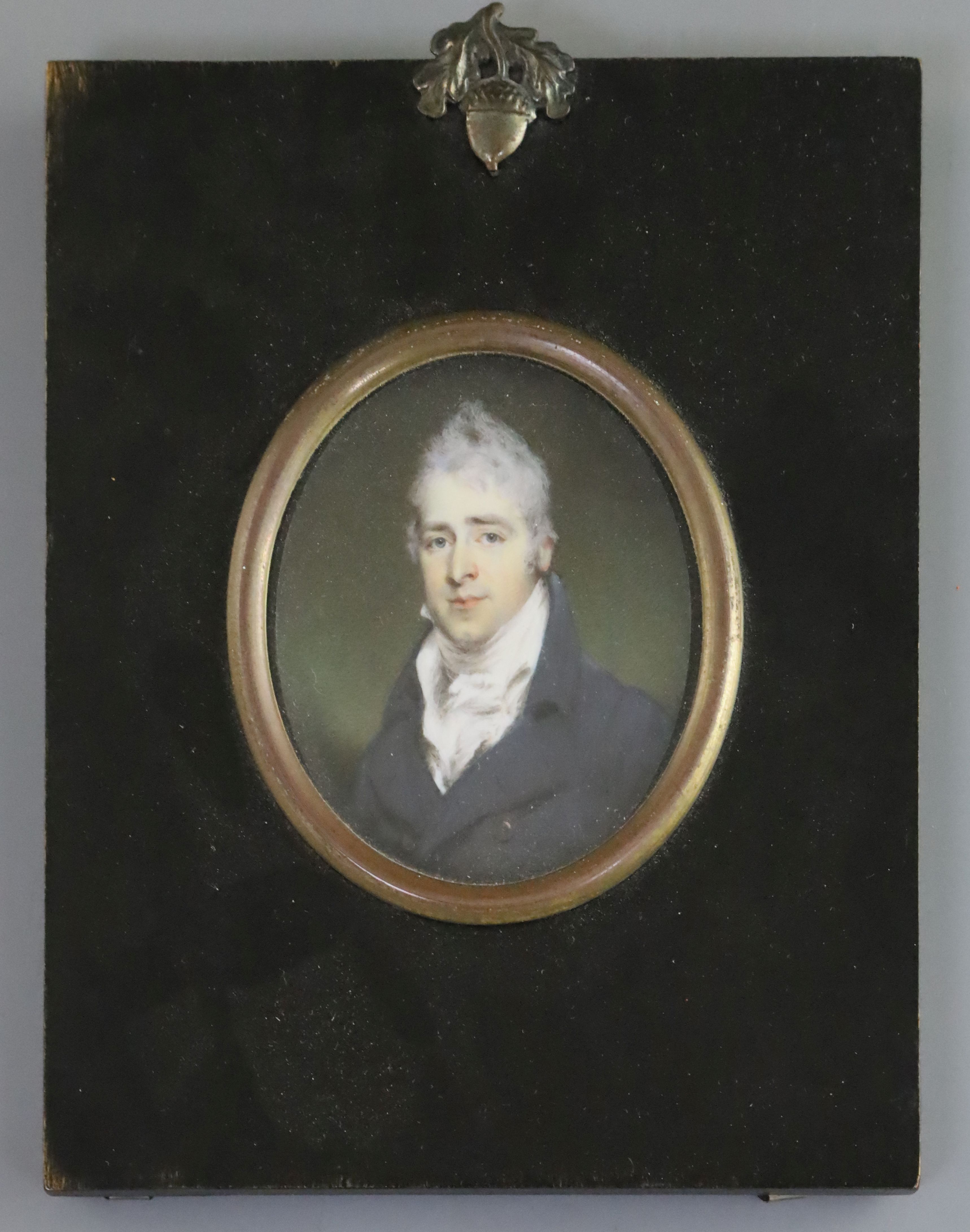 Early 19th century English Schooloil on ivoryMiniature portrait of Charles Garth Colleton of