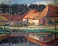 Manner of Duncan Grantoil on canvas laid on boardSaltmarsh Farm barns, Seven Sisters Country Park,19