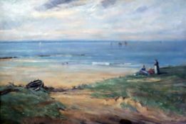 David West (1868-1936)oil on canvas'A Day by the Sea'signed, South Street Gallery, Perth label