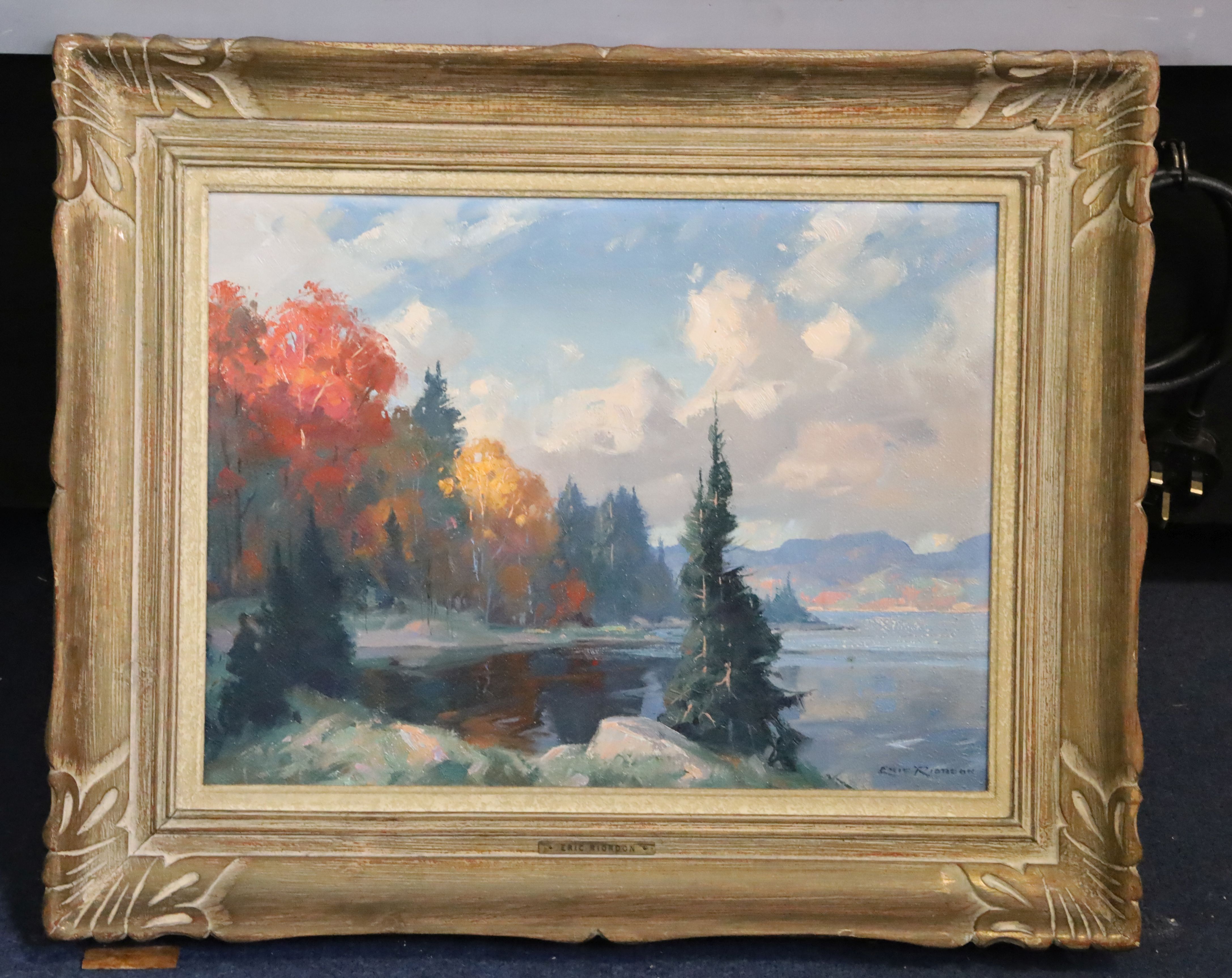 Eric Riordon (Canadian 1906-1948)oil on board'Autumn Day, Lac de l'Achigan'signed, Watson Art - Image 2 of 2