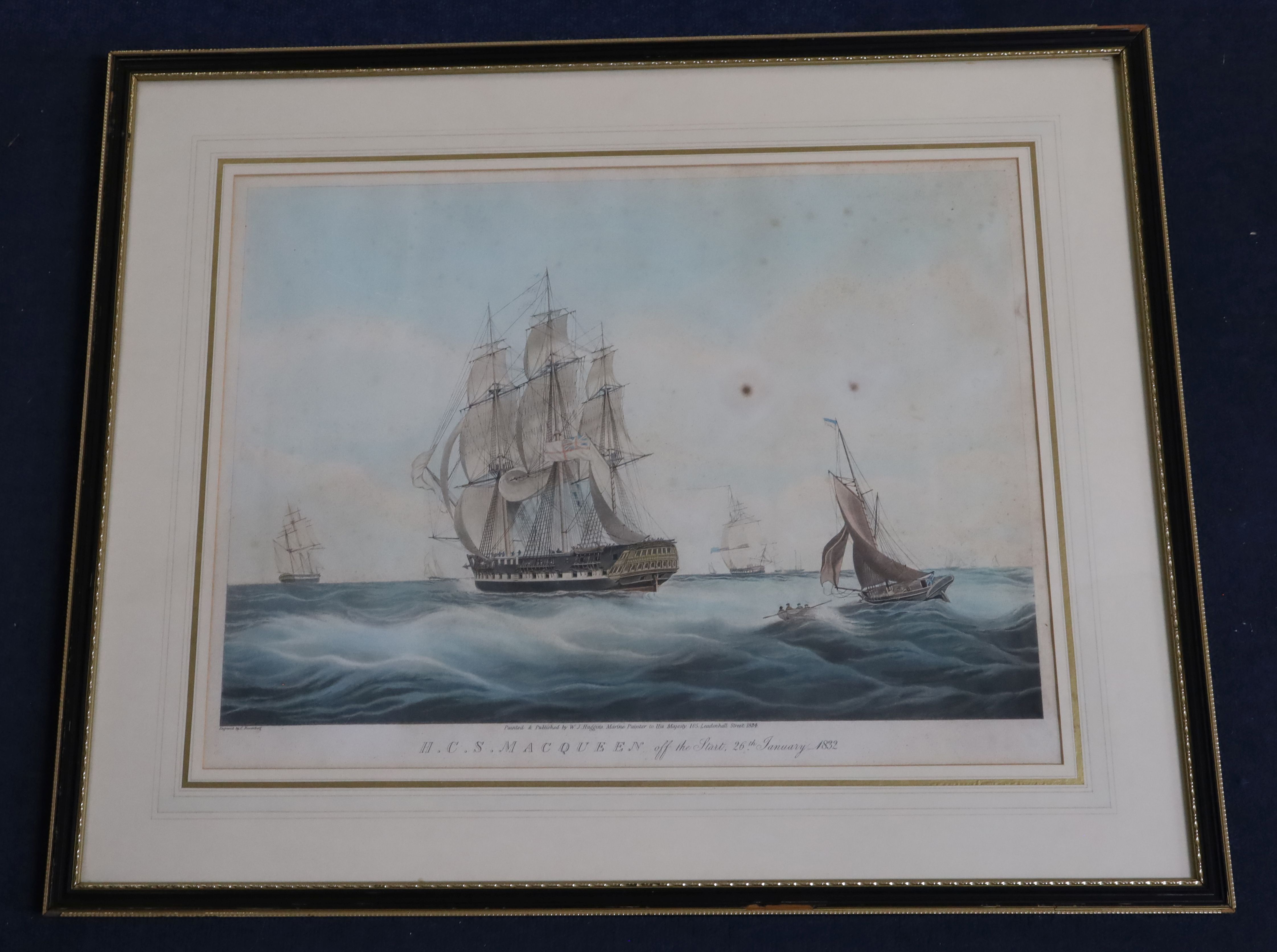 Rosenburg after Hugginscoloured aquatintH.C.S Macqueen off the Start, 26th Jan. 183215.75 x 20.5in. - Image 2 of 2