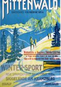 A.Schneiderlithographic colour posterMittenwald - Winter Sport28.5 x 21.25in.
