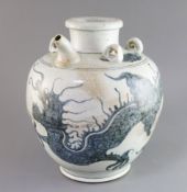 An Annamese blue and white wine storage vessel, 14th-16th century, made in one of the Annam kiln