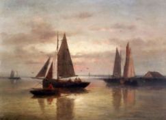Abraham Hulk Senior (1813-1897)pair of oils on panelShipping off the coast and At anchorsigned5.75 x