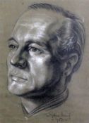 Stephen Ward (1912-1963)charcoal and chalkPortrait of Cecil Rochfort D'Oyly John with oil