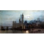 Paul Marny (1824-1914)watercolourWestminster by Moonlightsigned and dated London 186321.25 x 39.