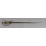 A 17th century English silver plated and steel sword, with spiral fluted and foliate motif decorated
