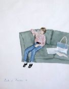 § Patrick Procktor (1936-2003)watercolourTeenager seated on a sofasigned and dated 6818 x 13.75in.