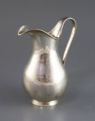 A 1930's Danish Kay Fisker sterling silver jug, of baluster form, with tapering handle, 18cm, 13.5