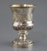 A George IV silver campana shaped cup/vase by John Blades?, embossed with fluted and foliate