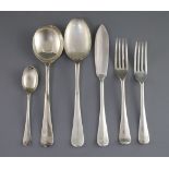 A George V part canteen of silver rat-tail pattern cutlery by Harrods Ltd (Richard Woodman