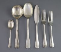 A George V part canteen of silver rat-tail pattern cutlery by Harrods Ltd (Richard Woodman