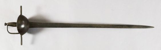 A 17th/18th century Spanish colonial cup-hilted rapier, 34.75in.