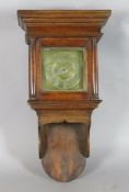 An early 19th century oak cased wall timepiece with alarum, with Roman chapter ring and single