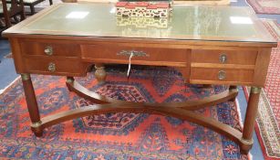 An Empire style mahogany kneehole desk W.150cm