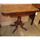 A Regency mahogany folding card table W.88cm