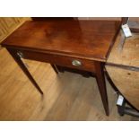 A George III mahogany tea table, with plain rectangular top W.89cm