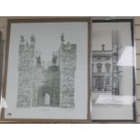 David Gentleman, two limited edition prints, Alnwick Castle and Street scene, signed in pencil, 46/