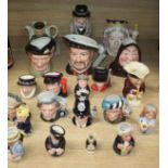 A quantity of Doulton and Staffordshire character jugs