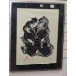 Toshitoshi Mosi, artist proof print, Embracing Couple, signed in pencil, dated '81, 8/8, 61 x 45cm