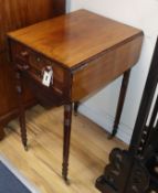 A Regency mahogany drop flap work table W.51cm