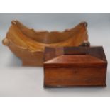 A George III mahogany cheese coaster and a Victorian rosewood tea caddy