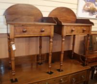 A pair of Victorian small washstands, each fitted drawer on turned legs W.67cm