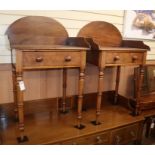 A pair of Victorian small washstands, each fitted drawer on turned legs W.67cm