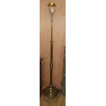 An Edwardian brass telescopic lamp standard