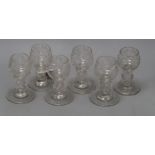 A set of six Continental engraved glass rummers