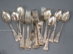 Eighteen assorted items of mainly 19th century silver flatware, various, dates, makers and patterns,