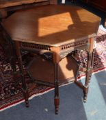 An Edwardian mahogany octagonal centre table, Edwards & Roberts W.75cm