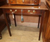 A George III oak side table, with frieze drawer W.80cm