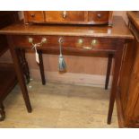 A George III oak side table, with frieze drawer W.80cm