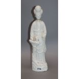 A Chinese blanc de chine group of a lady and child height 37cm