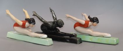 Three Chinese Cultural Revolution figures of gymnasts