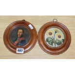 A painted snuff box cover and a portrait of a titled gentleman