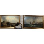 Late 19th century English School, pair of oils on canvas, Coastal landscapes, 75 x 126cm