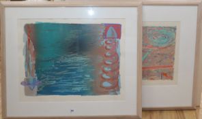 John Lekev, lithograph and screenprint, Littered Way and Double Incident, signed in pencil and dated