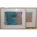 John Lekev, lithograph and screenprint, Littered Way and Double Incident, signed in pencil and dated