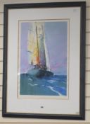 Donald Hamilton Fraser, limited edition print, Yacht at sea, signed in pencil, 239/295, 61 x 42cm