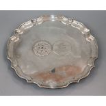 A 1970's Irish silver salver, Dublin, 1973, 30.4cm, 25 oz.